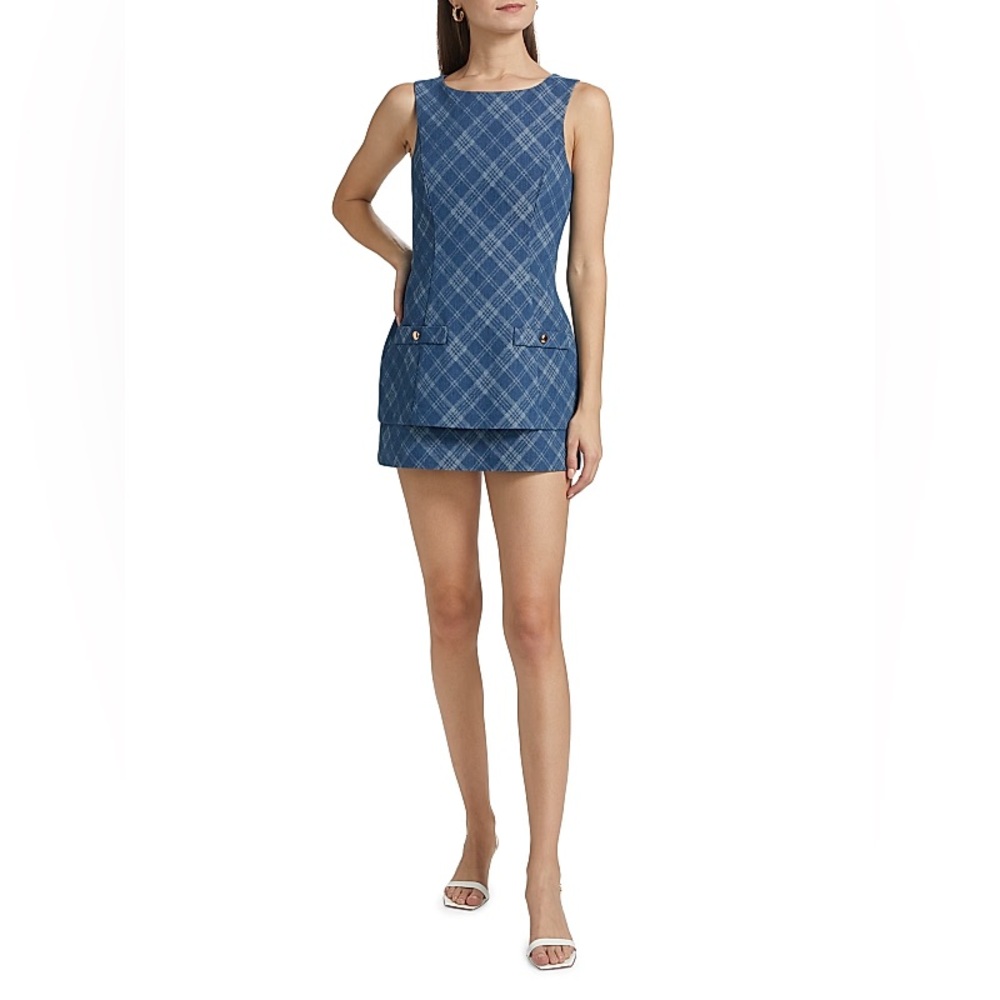 Amanda Uprichard Maven Skort Romper Dress Denim Size Small